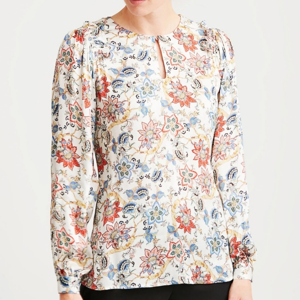 Etcetera Bohemia Flower Satin Blouse, Size 2